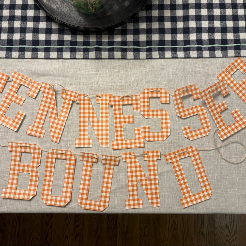 Orange Gingham University of Tennessee Banner Pennant for Grad or Football